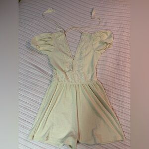 Zara cream Dress with Puff Sleeves